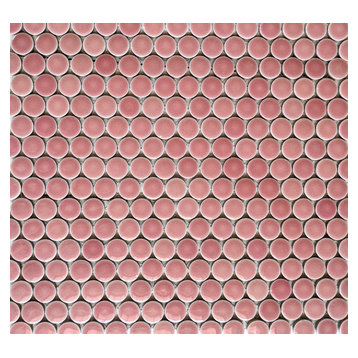 12"x12" Pink Penny Round Mosaic Tile