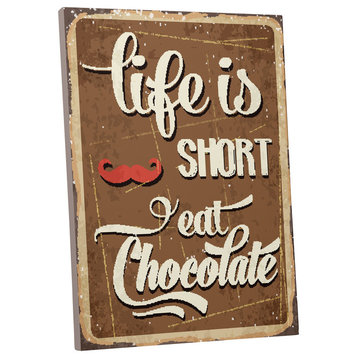 Vintage Sign "Life is Short" Gallery Wrapped Canvas Art, 30"x20", 30"x20"