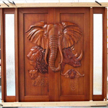 Hand Carved Elephant Door
