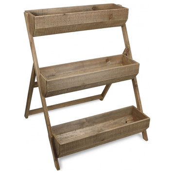 HomeRoots 3 Tier Wooden Shelves Storage Plant Stand