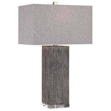 Uttermost Vilano Farmhouse Resin Steel and Crystal Table Lamp in Gray/Brown