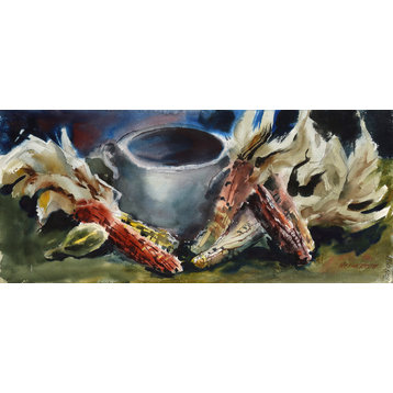 Eve Nethercott, Still Life With Corn, P6.31, Watercolor Painting
