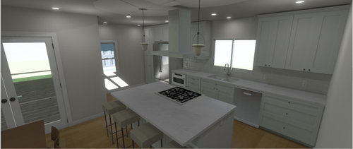 Kitchen island with slide in range