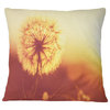 Blossom Dandelion Flower on Brown Flower Throw Pillow, 18"x18"