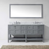Virtu Winterfell 72" Double Bathroom Vanity, Gray With Marble Top, With Mirror