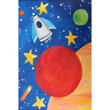 Marmont Hill, "Red Planet Rocket" by Nicola Joyner on Wrapped Canvas, 12x18