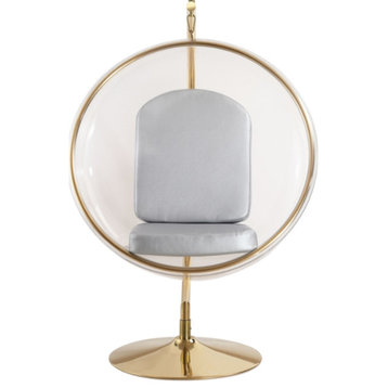 Bubble Chair With Stand, Gold/Silver