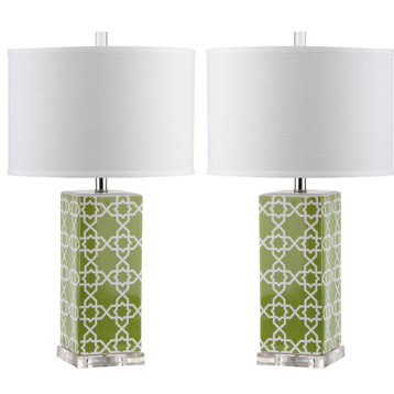 Quatrefoil Table Lamps, Set of 2, Green