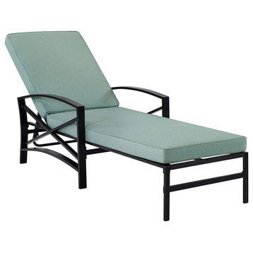 Outdoor Chaise Lounge, X-Aluminum Frame & Cushioned Seat, Oiled Bronze/Mist