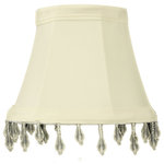 HomeConcept - Candelabra Stretch Eggshell With Liner, Clear Beads 3"x5"x4" - Home Concept Signature Shades  feature the finest premium shantung fabric.   Durable Upholstery-Quality fabric means your new lampshade will last for decades. It wont get brittle from smoke or sunlight like less expensive fabrics.  Heavy brass and steel frames means your shades can withstand abuse from kids and pets. It's a difference you can feel when you lift it.    Premium Eggshell Shantung Fabric  Clip on Fitter  Casual Style Stretch Lampshade, Finial not Included  Deluxe lampshade, found in better lighting showrooms. Durable Hotel quality shade.  3 Top x 5 Bottom x 4 Slant Height