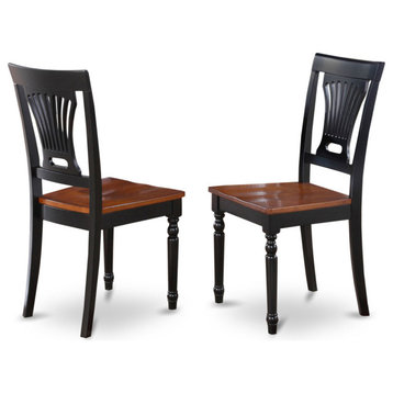 Plainville Kitchen Dining Chair With Wood Seat Black and Cherry- Set of 2