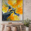 'Summertime' 48x48 Inch Original handmade Large Modern Yellow abstract Painting