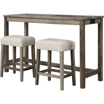 Best Master Furniture Yosef 3 Piece Rectangular Wood Bar Set in Oak