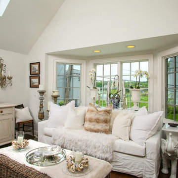 The Living Room is brightened with lofty Skylights and bay window.