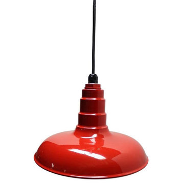 14" Classic Steel Pendant Light Fixture, Barn Light, Red, Standard - No Bulb