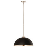 Z-Lite - Landry One Light Pendant, Matte Black / Brushed Nickel - Sleek style takes on a modern look in this domed one-light pendant a perfectly versatile way to illuminate a contemporary dining room kitchen or main living area. This pendant reflects myriad motifs including farmhouse urban and industrial and brings simplicity with tasteful aesthetics. Crafted of matte black finish stainless steel its accenting brushed nickel edge trim down rod and canopy deliver a decadent look.