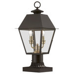 Livex Lighting - Wentworth 2 Light Bronze/Antique Brass, Cluster Outdoor Medium Post Top Lantern - With its appealing bronze finish and clear glass, the stunning Mansfield collection will make an elegant addition to any outdoor space. Formed from solid brass & traditionally inspired, this two-light outdoor medium post top lantern is complimentary to almost any home exterior. Combining superb craftsmanship and affordable price, this fixture is sure to be a timeless addition to your home.