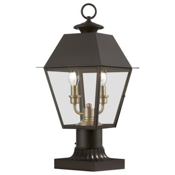 Wentworth 2 Light Bronze/Antique Brass, Cluster Outdoor Medium Post Top Lantern
