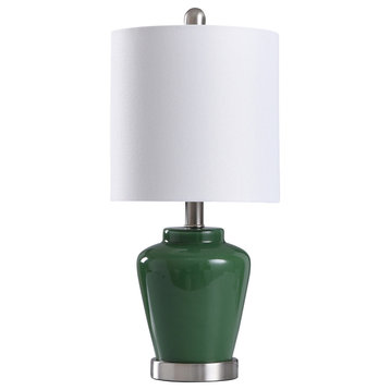 Green Glass Accent Table Lamp