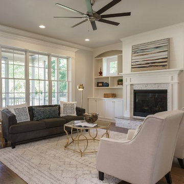 Living Room with Window Feature & Fireplace