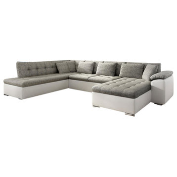 FRANCESCO Sectional Sleeper Sofa, White/Grey, Right