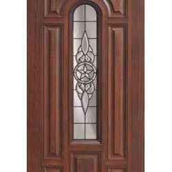 Single Door 80 Fiberglass Brazos 7 Panel Center Arch Lite Glass - Front Doors