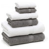 Linum Home Textiles Sinemis Terry 6-Piece Towel Set, Dark Gray & White