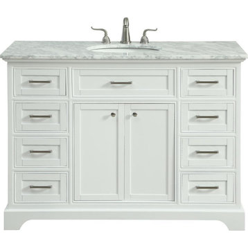 Vanity Cabinet Sink Brushed Steel White Solid Wood 2 -Door 8