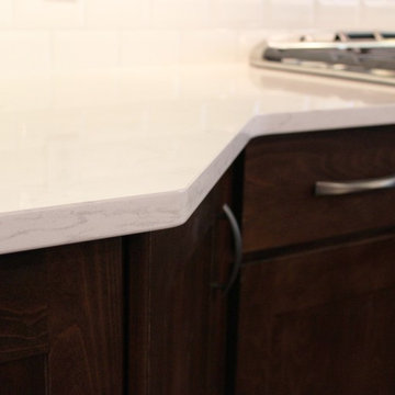Bettendorf, IA- Kitchen in Dark Mocha Cabinetry With Painted Gray Accent Island