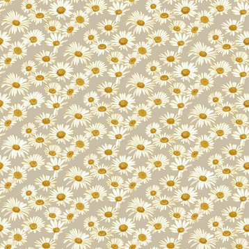 Daisies Greige Peel and Stick Wallpaper, 20.5"x198"