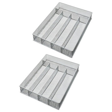 YBM Home Silver Mesh 5-part Flatware Tray 12.5"x9.25"x2", 2-Pack