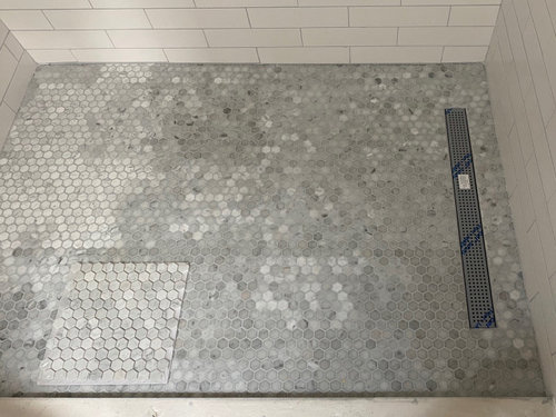 Carrara Marble Mosaic Shower Pan Woes, Mosaic Shower Floor Tile