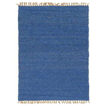 Linon Berber Loop Hand Woven Wool 3'6"x5'6" Rug in Blue