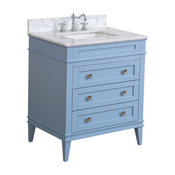 Eleanor Bathroom Vanity, Powder Blue, 30", Carrara Marble Top