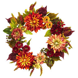 Contemporary Wreaths And Garlands by Nearly Natural, Inc.