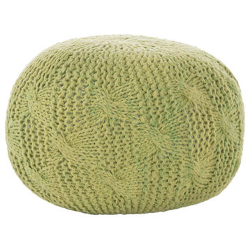 GDF Studio Dahlia Indoor Handcrafted Modern Fabric Weave Pouf, Lime