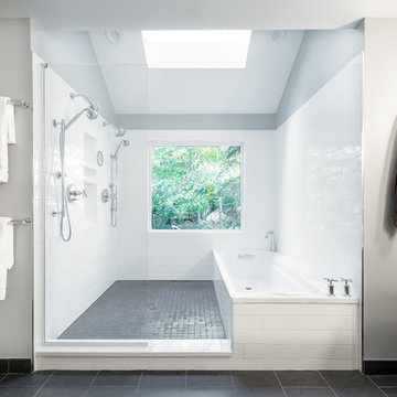 Sleek modern master bathroom