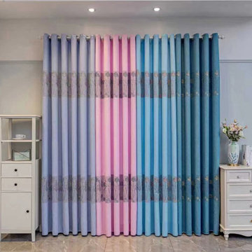 112 Inches Extra Wide Ready Made Eyelet Curtains Flowers Chenille