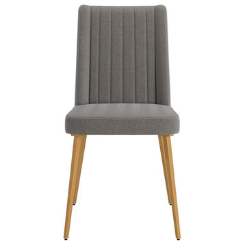 Lucian Gold Finish Fabric Dining Chairs, Grey