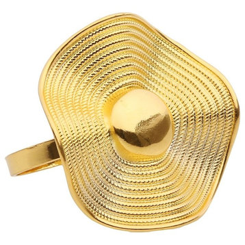 Classic Touch Gold Button Design Napkin Rings, Set of 6