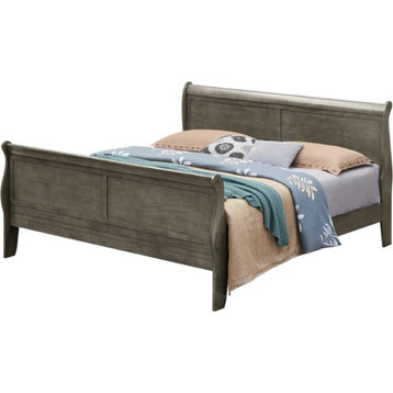 Glory Furniture Louis Phillipe King Sleigh Bed in Gray