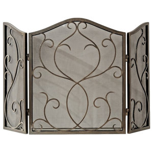 Panacea 15914 Oak Leaf Design 3 Panel Fireplace Screen Colonial