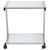 L Printer Cart, Aluminum/Frosted Glass