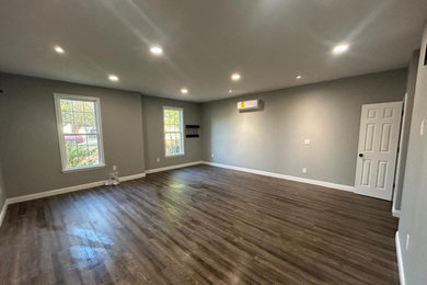 Example of a family room design in Charlotte