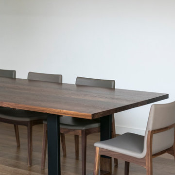 Expandable 'Blend' Walnut and Steel Dining Table // Wood-Capped Steel Legs