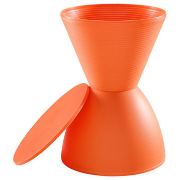 Modern Contemporary Stool, Orange, Plastic