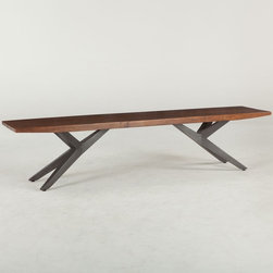 Village Industrial Loft Angled Iron Base Bench 72" - Dining Benches