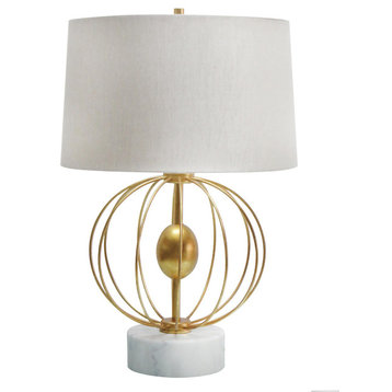 Marble Base, Gold Frame Table Lamp, Fabric Shade