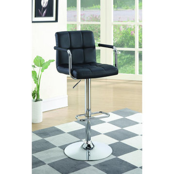 Coaster Contemporary Black and Chrome Adjustable Bar Stool with Arms  20...