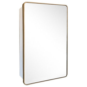 Rectangular metal Frame Medicine Cabinet, Brushed Gold